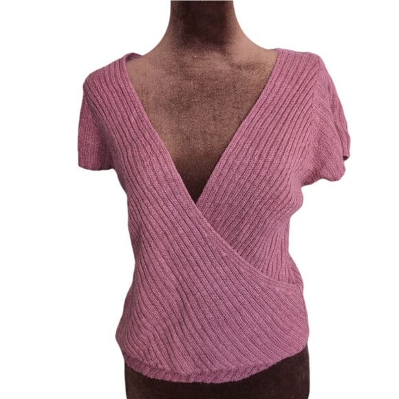 Free people berry Red 💯 linen faux wrap top size S - Picture 2 of 6